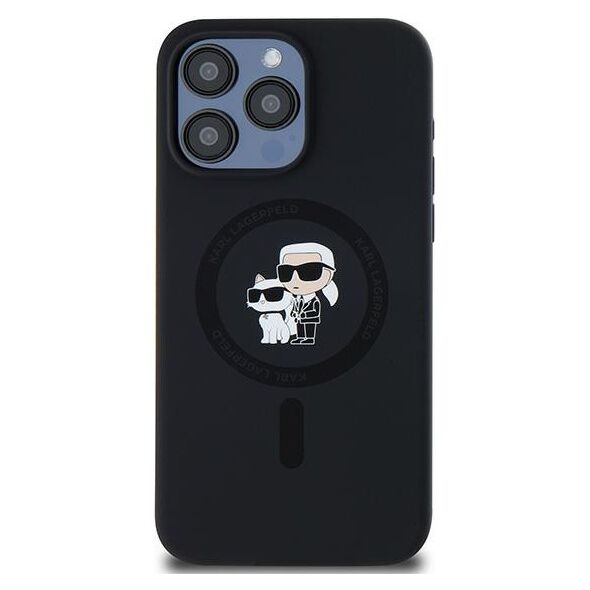 Karl Lagerfeld case for iPhone 15 Pro Max 6,7&quot; KLHMP15XSCMKCRHK black HC Magsafe silicone kc heads ring 3666339254070