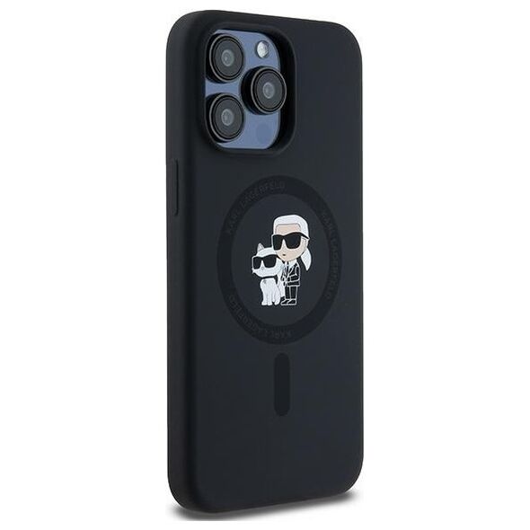 Karl Lagerfeld case for iPhone 15 Pro Max 6,7&quot; KLHMP15XSCMKCRHK black HC Magsafe silicone kc heads ring 3666339254070