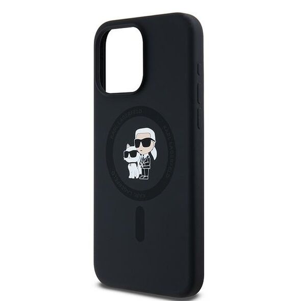Karl Lagerfeld case for iPhone 15 Pro Max 6,7&quot; KLHMP15XSCMKCRHK black HC Magsafe silicone kc heads ring 3666339254070