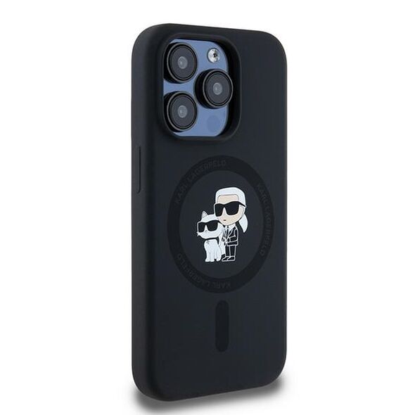 Karl Lagerfeld case for iPhone 15 Pro 6,1&quot; KLHMP15LSCMKCRHK black HC Magsafe silicone kc heads ring 3666339254063