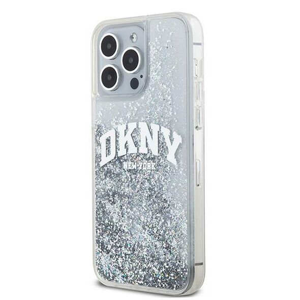 DKNY case for iPhone 15 Pro 6,1&quot; DKHCP15LLBNAET white HC liquid glitters w arch logo 3666339270919