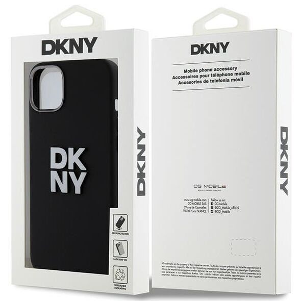 DKNY case for iPhone 15 Plus 6,7&quot; DKHCP15MSMCBSK black HC silicone w stack metal logo 3666339265304