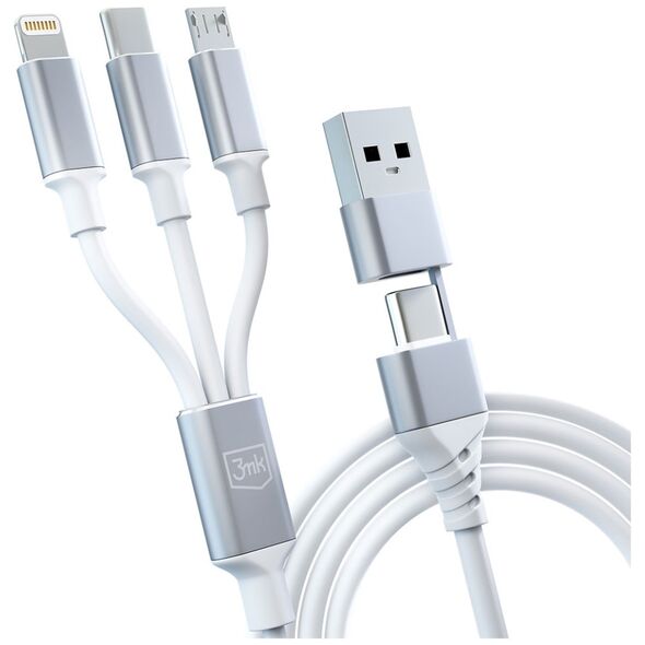 3mk Hyper Cable 3in1 A/C to C/Micro/Lightning 1.5m White 5903108541237