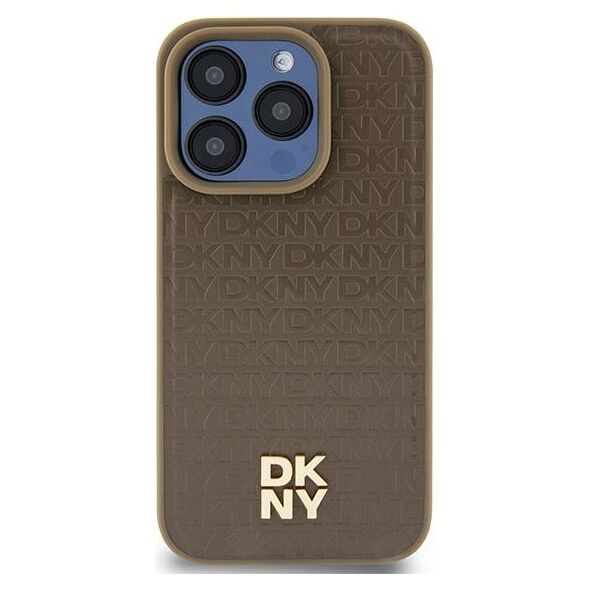 DKNY case for iPhone 15 6,1&quot; DKHMP15SPSHRPSW brown HC Magsafe pu repeat pattern w stack logo 3666339261795
