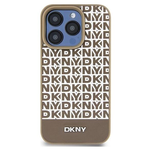 DKNY case for iPhone 15 6,1&quot; DKHMP15SPSOSPW HC Magsafe pu repeat pattern w bottom stripe 3666339262075