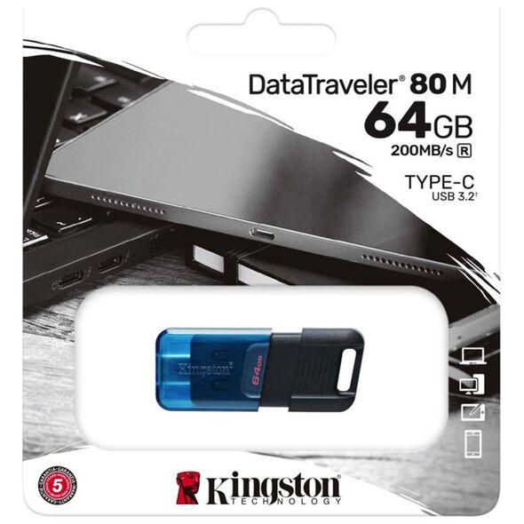 Kingston 64GB Memory Stick - Kingston DT80M (DT80M/64GB) - Black and Blue 0740617330656 έως 12 άτοκες Δόσεις