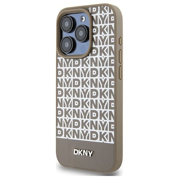 DKNY case for iPhone 15 Pro Max 6,7&quot; DKHMP15XPSOSPW black HC Magsafe pu repeat pattern w bottom stripe 3666339262105