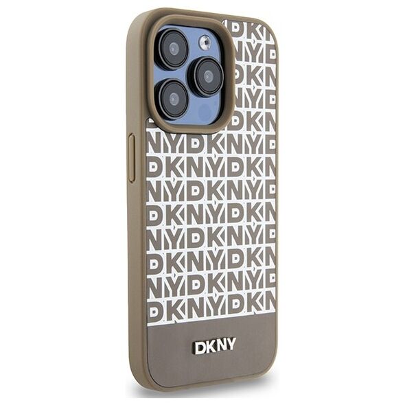 DKNY case for iPhone 15 Pro Max 6,7&quot; DKHMP15XPSOSPW black HC Magsafe pu repeat pattern w bottom stripe 3666339262105