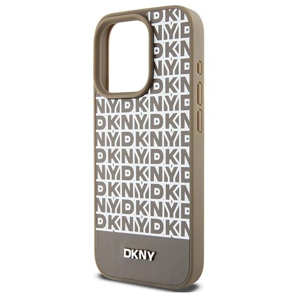 DKNY case for iPhone 15 Pro Max 6,7&quot; DKHMP15XPSOSPW black HC Magsafe pu repeat pattern w bottom stripe 3666339262105