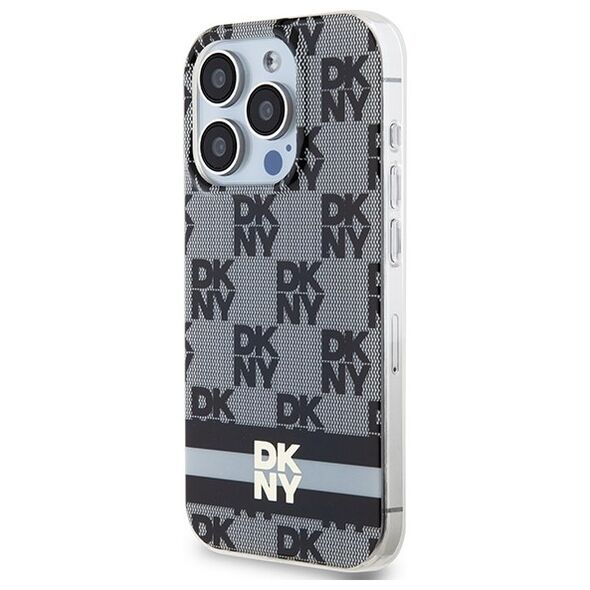 DKNY case for iPhone 15 Pro 6,1&quot; DKHMP15LHCPTSK black HC Magsafe pc tpu checkered pattern w printed stripes 3666339269371
