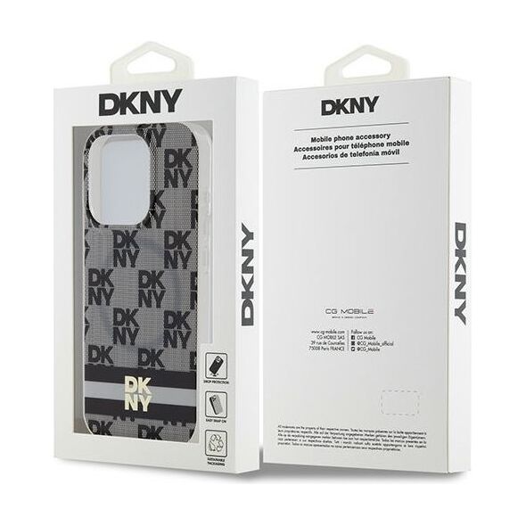 DKNY case for iPhone 15 Pro 6,1&quot; DKHMP15LHCPTSK black HC Magsafe pc tpu checkered pattern w printed stripes 3666339269371