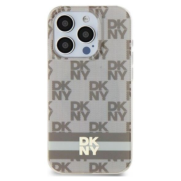 DKNY case for iPhone 15 Plus 6,7&quot; DKHMP15MHCPTSE beige HC Magsafe pc tpu checkered pattern w printed stripes 3666339269500