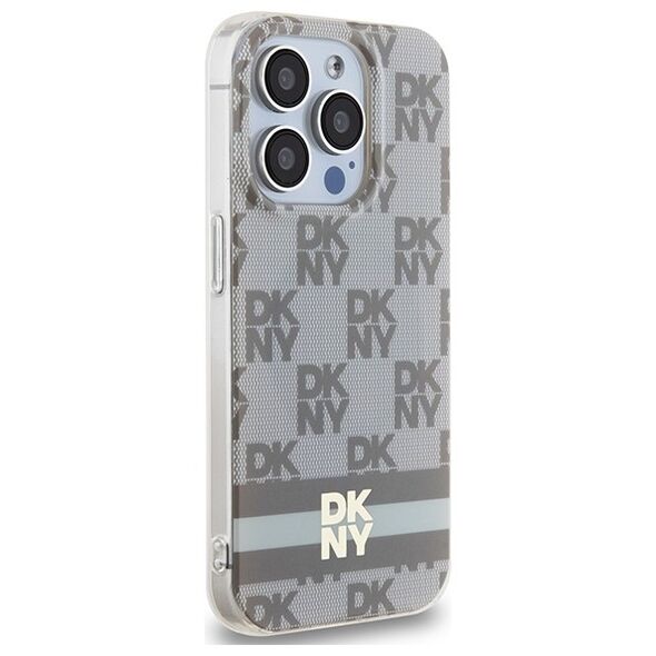 DKNY case for iPhone 15 Pro Max 6,7&quot; DKHMP15XHCPTSE pink HC Magsafe pc tpu checkered pattern w printed stripes 3666339269524
