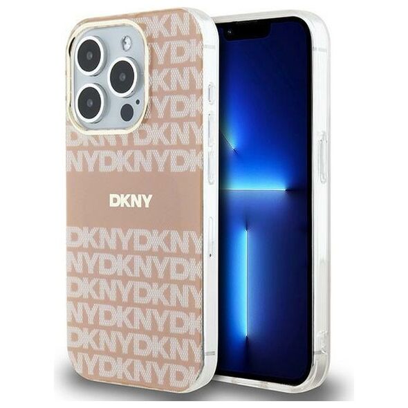 DKNY case for iPhone 15 Pro Max 6,7&quot; DKHMP15XHRHSEP blue HC Magsafe pc tpu repeat texture pattern w stripe 3666339267704