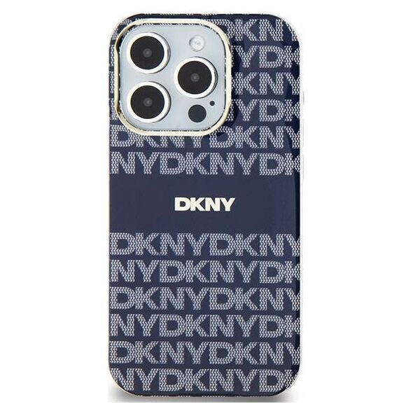 DKNY case for iPhone 15 6,1&quot; DKHMP15SHRHSEB blue HC Magsafe pc tpu repeat texture pattern w stripe 3666339267810