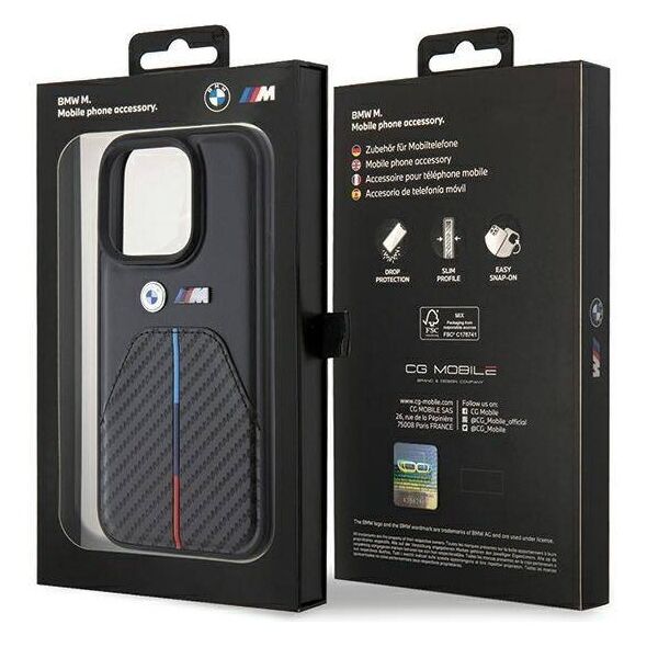 Original Case APPLE IPHONE 15 PRO BMW Stamped Tricolor Stripe (BMHCP15L22NSTB) black 3666339143930