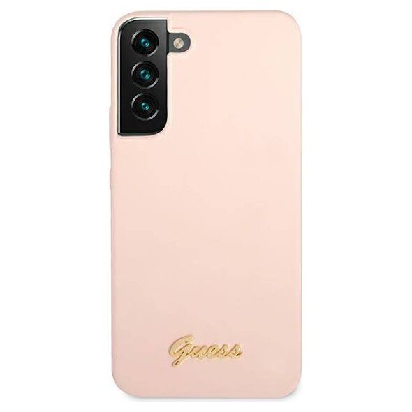 Original Case SAMSUNG GALAXY S22+ PLUS Guess Hardcase Silicone Script Metal Logo (GUHCS22MLSLMGPP) light pink 3666339042455
