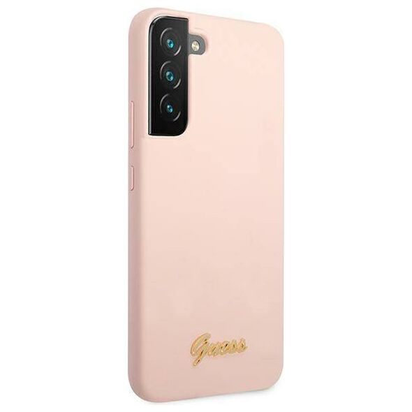 Original Case SAMSUNG GALAXY S22+ PLUS Guess Hardcase Silicone Script Metal Logo (GUHCS22MLSLMGPP) light pink 3666339042455