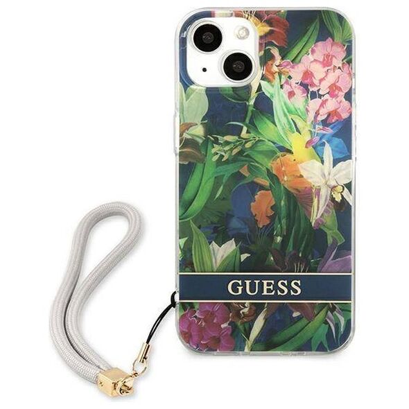 Case IPHONE 13 MINI Guess Hardcase Flower Strap (GUHCP13SHFLSB) blue 3666339040437