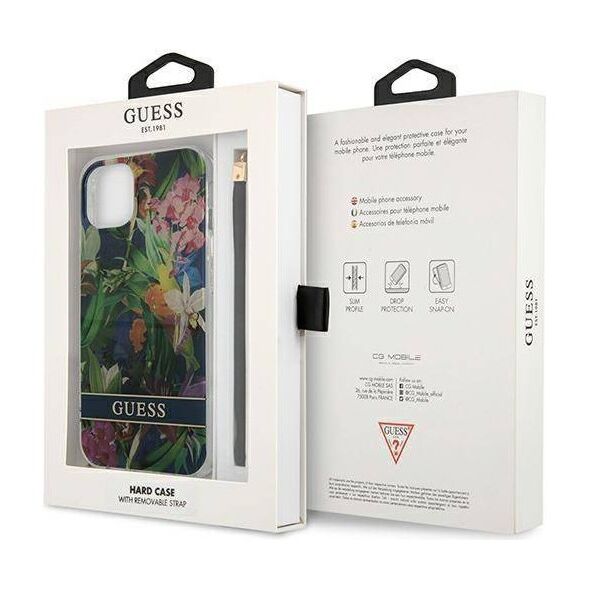 Case IPHONE 13 MINI Guess Hardcase Flower Strap (GUHCP13SHFLSB) blue 3666339040437