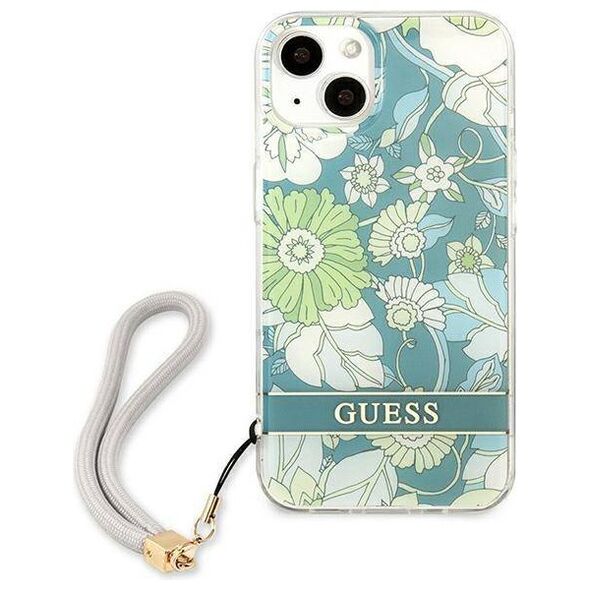 Case IPHONE 13 MINI Guess Hardcase Flower Strap (GUHCP13SHFLSN) green 3666339040475