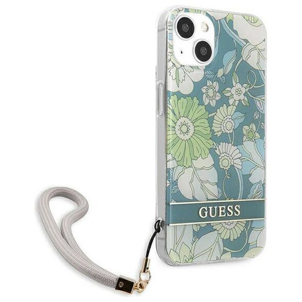 Case IPHONE 13 MINI Guess Hardcase Flower Strap (GUHCP13SHFLSN) green 3666339040475