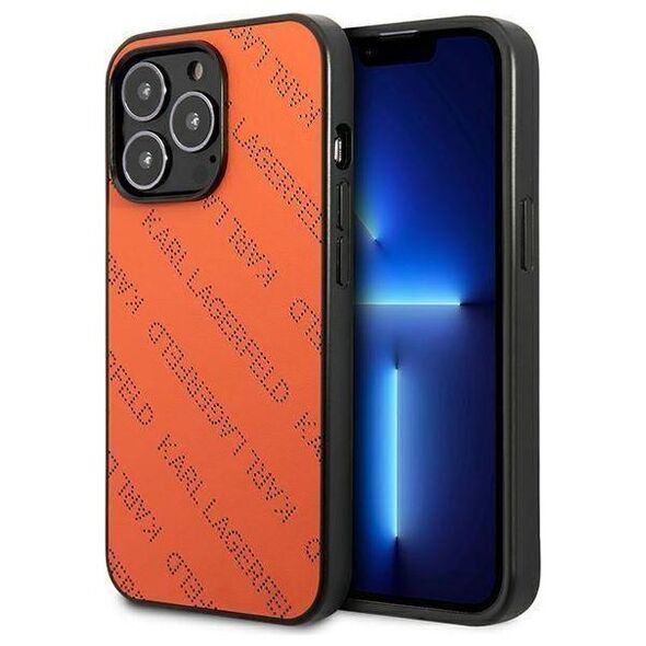 Original Case IPHONE 13 PRO Karl Lagerfeld Hardcase Perforated Allover (KLHCP13LPTLO) orange 3666339049584