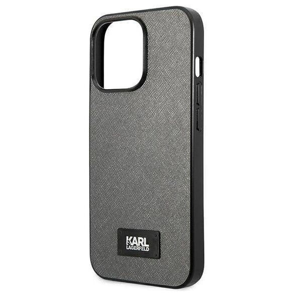 Original Case IPHONE 13 PRO Karl Lagerfeld Hardcase Saffiano Plaque (KLHCP13LSFMP2DG) silver 3666339048907