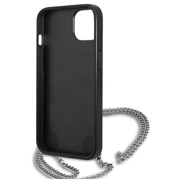Original Case IPHONE 13 MINI Karl Lagerfeld Hardcase Leather Textured And Chain (KLHCP13SPMK) black 3666339049928