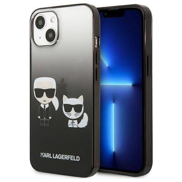 Original Case IPHONE 13 MINI Karl Lagerfeld Hardcase Gradient Ikonik Karl & Choupette (KLHCP13STGKCK) black 3666339049249