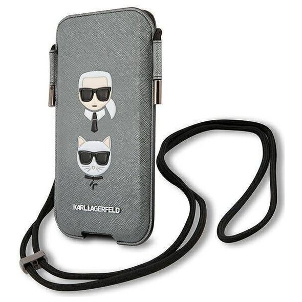 Bag Karl Lagerfeld 6,1" Hardcase Saffiano Ikonik Karl&Choupette Head (KLHCP12MOPHKCG) gray 3666339030773
