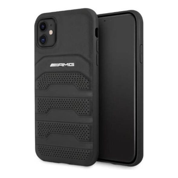 Case IPHONE 11 Mercedes AMG Hardcase Leather Debossed Lines (AMHCN61GSEBK) black 3666339014261