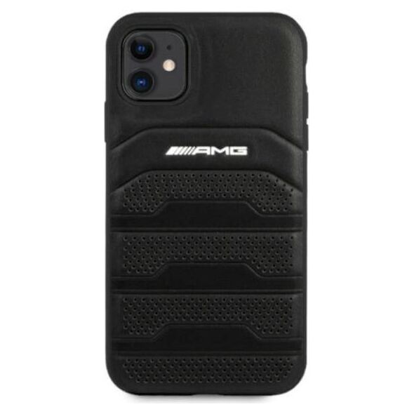Case IPHONE 11 Mercedes AMG Hardcase Leather Debossed Lines (AMHCN61GSEBK) black 3666339014261