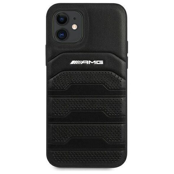 Case IPHONE 12 MINI Mercedes AMG Hardcase Leather Debossed Lines (AMHCP12SGSEBK) black 3666339013929