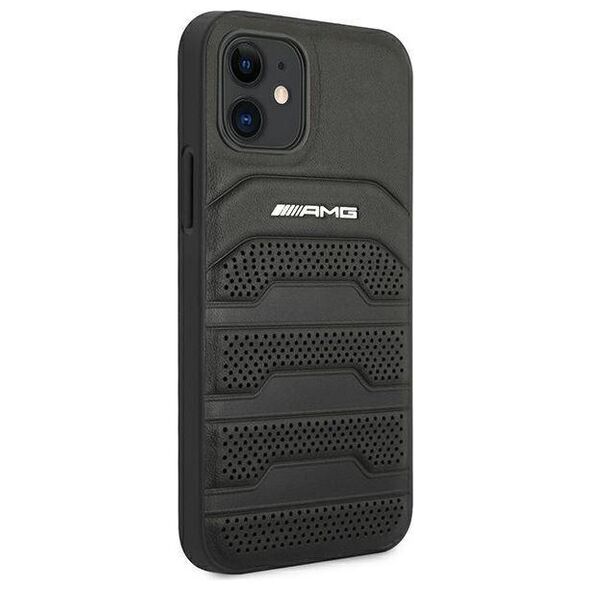 Case IPHONE 12 MINI Mercedes AMG Hardcase Leather Debossed Lines (AMHCP12SGSEBK) black 3666339013929
