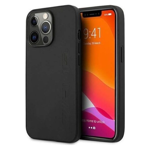 Case IPHONE 13 PRO Mercedes AMG Hardcase Leather Hot Stamped (AMHCP13LDOLBK) black 3666339018870