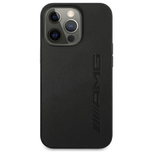 Case IPHONE 13 PRO Mercedes AMG Hardcase Leather Hot Stamped (AMHCP13LDOLBK) black 3666339018870