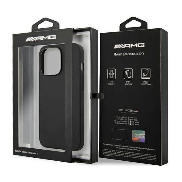 Case IPHONE 13 PRO Mercedes AMG Hardcase Leather Hot Stamped (AMHCP13LDOLBK) black 3666339018870