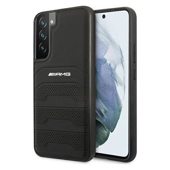 Case SAMSUNG GALAXY S22+ PLUS Mercedes AMG Hardcase Leather Debossed Lines (AMHCS22MGSEBK) black 3666339043629