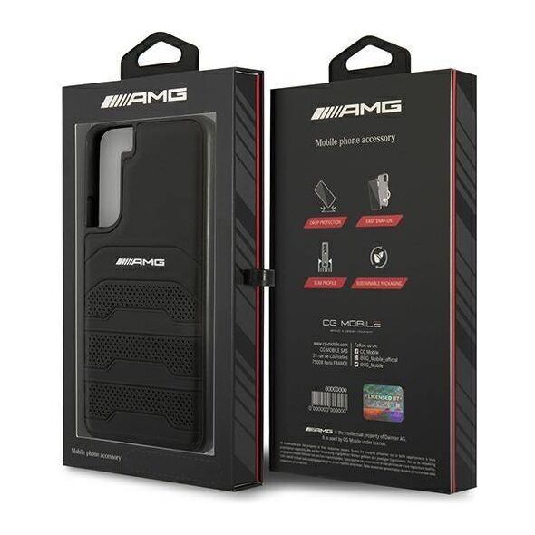Case SAMSUNG GALAXY S22+ PLUS Mercedes AMG Hardcase Leather Debossed Lines (AMHCS22MGSEBK) black 3666339043629