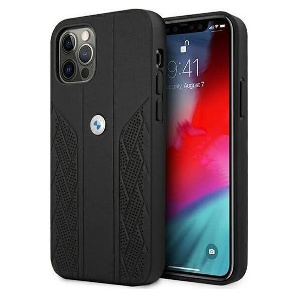 Original Case IPHONE 12 PRO MAX BMW Hardcase Leather Curve Perforate (BMHCP12LRSPPK) black 3666339010911