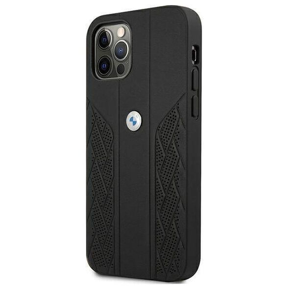 Original Case IPHONE 12 PRO MAX BMW Hardcase Leather Curve Perforate (BMHCP12LRSPPK) black 3666339010911