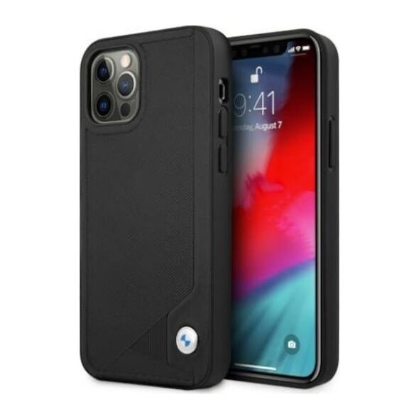 Original Case IPHONE 12 / 12 PRO BMW Hardcase Leather Deboss (BMHCP12MRCDPK) black 3666339010751