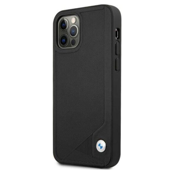 Original Case IPHONE 12 / 12 PRO BMW Hardcase Leather Deboss (BMHCP12MRCDPK) black 3666339010751