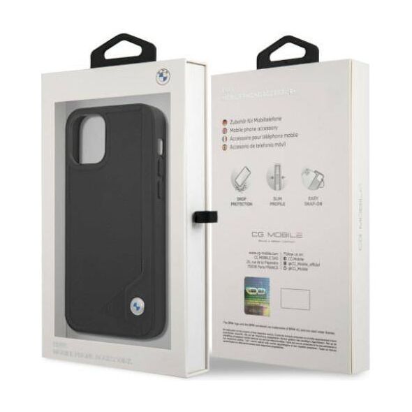 Original Case IPHONE 12 / 12 PRO BMW Hardcase Leather Deboss (BMHCP12MRCDPK) black 3666339010751