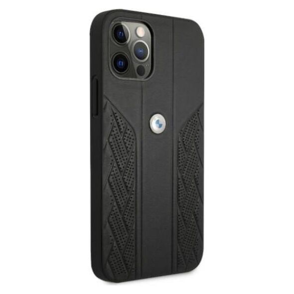 Original Case IPHONE 12 / 12 PRO BMW Hardcase Leather Curve Perforate (BMHCP12MRSPPK) black 3666339010904