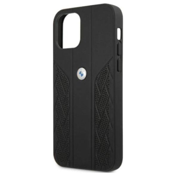 Original Case IPHONE 12 / 12 PRO BMW Hardcase Leather Curve Perforate (BMHCP12MRSPPK) black 3666339010904