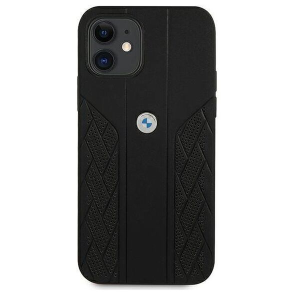 Original Case IPHONE 12 MINI BMW Hardcase Leather Curve Perforate (BMHCP12SRSPPK) black 3666339010898