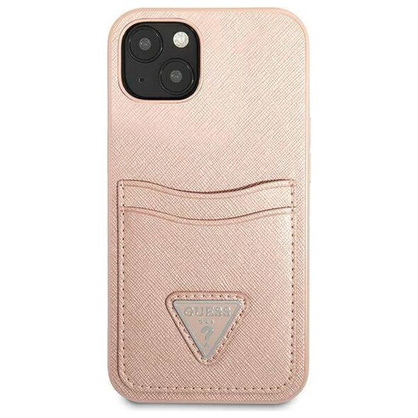 Case IPHONE 13 MINI Guess Hardcase Saffianotriangle Logo Cardslot (GUHCP13SPSATPP) pink 3666339048129