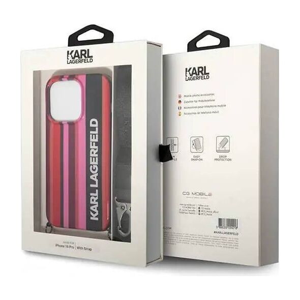 Original Case IPHONE 14 PRO MAX Karl Lagerfeld Hardcase Color Stripes Strap pink 3666339094225